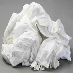 WHITE KNIT T-SHIRT WIPING RAGS CLEANING CLOTH 50 lb BOX - BEST QUALITY & PRICE