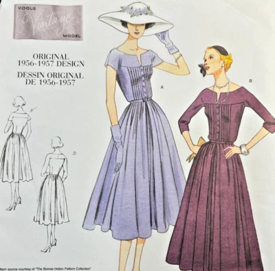 Vogue V1044 -1956 Paris  Retro Afternoon Dress Sewing Pattern Uncut  34 to 38 B - Image 1 of 4