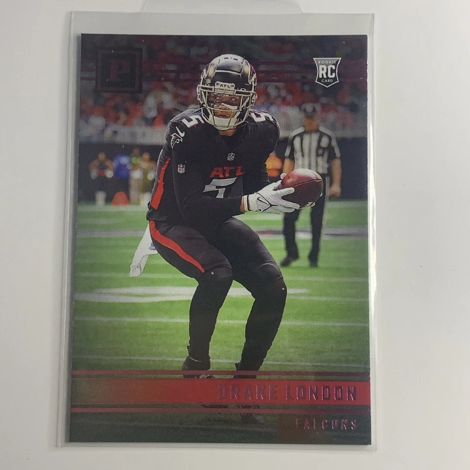 2022 PANINI CHRONICLES FOOTBALL DRAKE LONDON PINK PARALLEL ROOKIE CARD PA-6 RC - Image 1 of 2