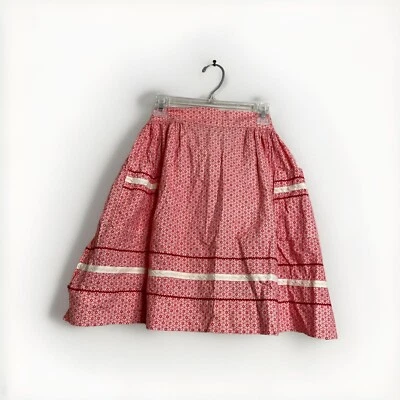 Handmade Womens Cottage Core Waist Apron Red White Pockets Tie Back SIZE ? READ - Image 1 of 2