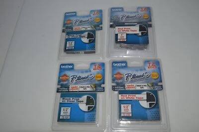 ^^ BROTHER TZ TAPE TZ-131 (1/2"), TZ-252 (1"), TZ-232 (1/2") - LOT OF 4 (ADJ9) - image 1 of 3