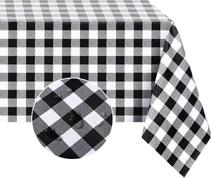 Rectangle Vinyl PVC Tablecloth, 100% Waterproof Buffalo Plaid Plastic Table Clot - Picture 1 of 12
