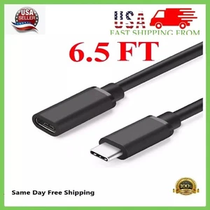 1/3/6 Feet Type C USB 3.1 Male to USB-C Female Extension Data Cable Cord Black - Picture 1 of 5