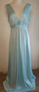 Vintage 70’s Komar Goddess Nachthemd Gr. M Blau Nylon Kleid Made in USA Dessous - Bild 1 von 12