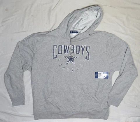 DALLAS COWBOYS AUTHENTIC MENS SHIRT 2XL GRAY HOODIE FLEECE HOODED SWEATSHIRT NWT Cover
