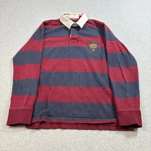 Izod Shirt Men S Red Blue Rugby Striped Polo Crest Classic Academia Heritage - Picture 1 of 8