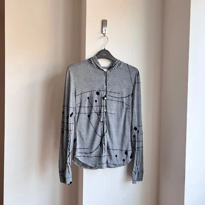 Vintage Y2K 90s Button Front Mesh Cardigan S 8 10 Subversive Minimalist Hooded - Image 1 of 4