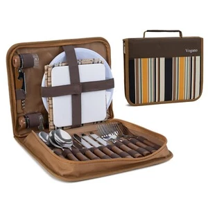 Picnic Set Camping Cutlery Organizer 4 Person Dinnerware Set - 26pcs Mess Kit... - Picture 1 of 9