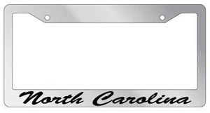 Chrome License Plate Frame CURSIVE North Carolina Auto Accessory Novelty 2423 - Picture 1 of 1