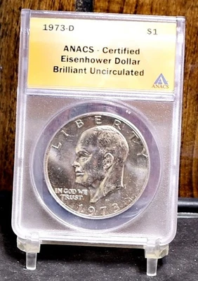 1973-D Eisenhower Dollar - ANACS Brilliant Uncirculated (#60439-L) - Image 1 of 4