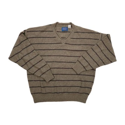 Pendleton Wool Sweater Men's Size XL Beige Striped V Neck USA MADE Grandpa - Image 1 of 4
