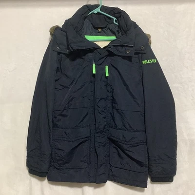 HOLLISTER Ski Jacket Insulated Coat Faux Fur Trim Hood Winter Cold Pockets Sz M - Image 1 of 4