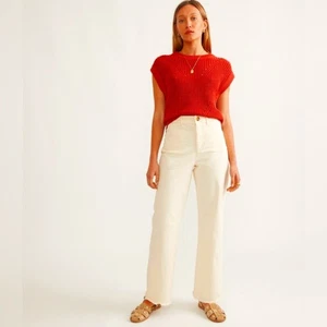Nuevo con etiquetas Pantalones Capa Marina Mujer 14 Pierna Ancha Largo Completo Borde Crudo Bridget Crema $138 - Imagen 1 de 7