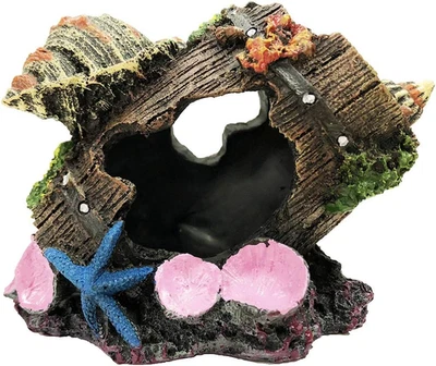Barril roto para acuario con decoraciones de caracola - escondite de cueva Betta Foto 1 de 4