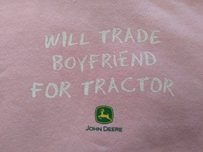John Deere Hoodie Womens Small 3/5 Pink Fleece Hoodie Pullover Cotton Blend - Image 1 of 4
