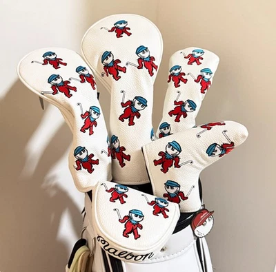 Golf White Headcover 3pcs Set Driver Fairway UT Club Unique Design New1 - Image 1 of 4