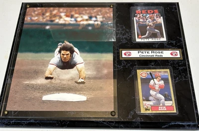 PETE ROSE Cincinnati Reds Wood Plaque 12x15 Name Plate ALL-TIME HIT KING '86 '87 - Image 1 of 4