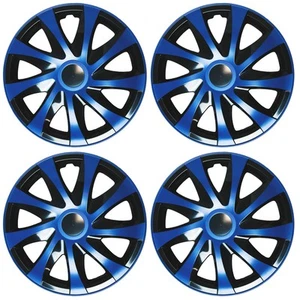 Set 4 Copricerchi 15 Pollici Draco CS Coppe Ruota Blu Nero Universali per VW - Foto 1 di 5