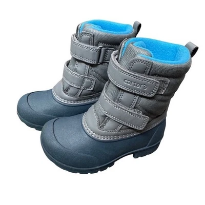 Carter's Niños Gris Azul Invierno Botas de Nieve Gancho y Lazo Talla 9M Foto 1 de 4