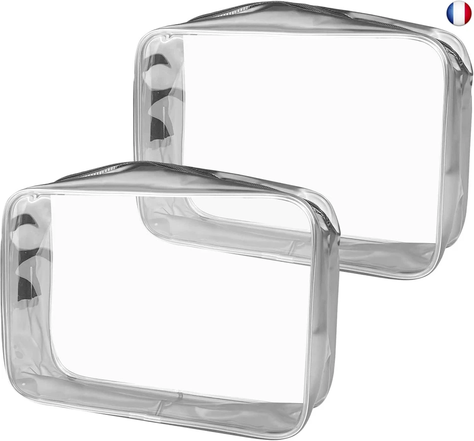 Trousse de Toilette Transparente - 2 Sacs d'avion Transparents - Trousse de - Photo 1/4