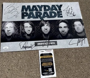 MAYDAY PARADE Band SIGNED Poster JSA COA - Picture 1 of 2