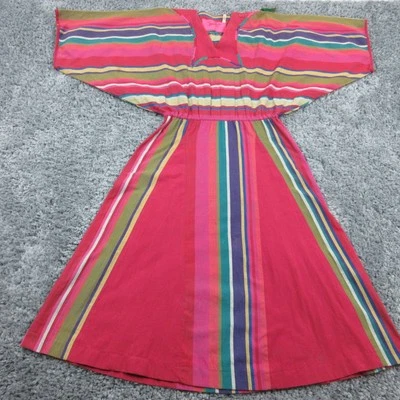 Vintage Josefa Dress Womens Large Mexican Kaftan Striped Maxi Boho 70s - Image 1 of 4
