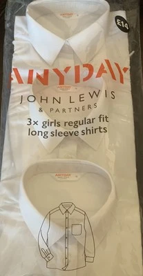 John Lewis ANYDAY Mädchen Langarmshirts, 3er Pack, weiß