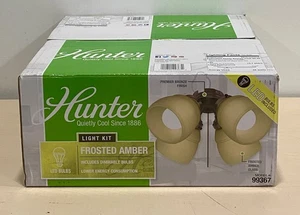 Hunter Fan Accessory 4 Light Premier Bronze Fan Light Kit - Frosted Amber Glass - Picture 1 of 4