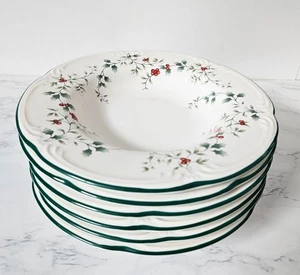 JUEGO DE 6 TAZONES DE SOPA CON BORDE PFALTZGRAFF WINTERBERRY CUENCOS DE PASTA BAYAS DE ACEBO A34 - Imagen 1 de 13