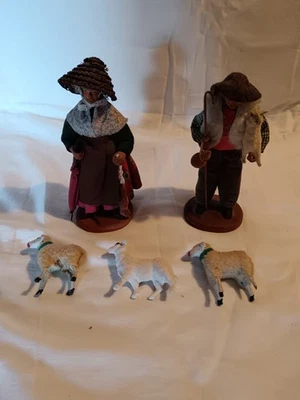 2 Anciens santons de Provence CHAVE AUBAGNE 3 moutons DEVINEAU Déco Noël - Photo 1/4