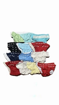 Lote de 13 pañales de tela reutilizables ajustables talla única fundas de pañales de tela para bebés Foto 1 de 2