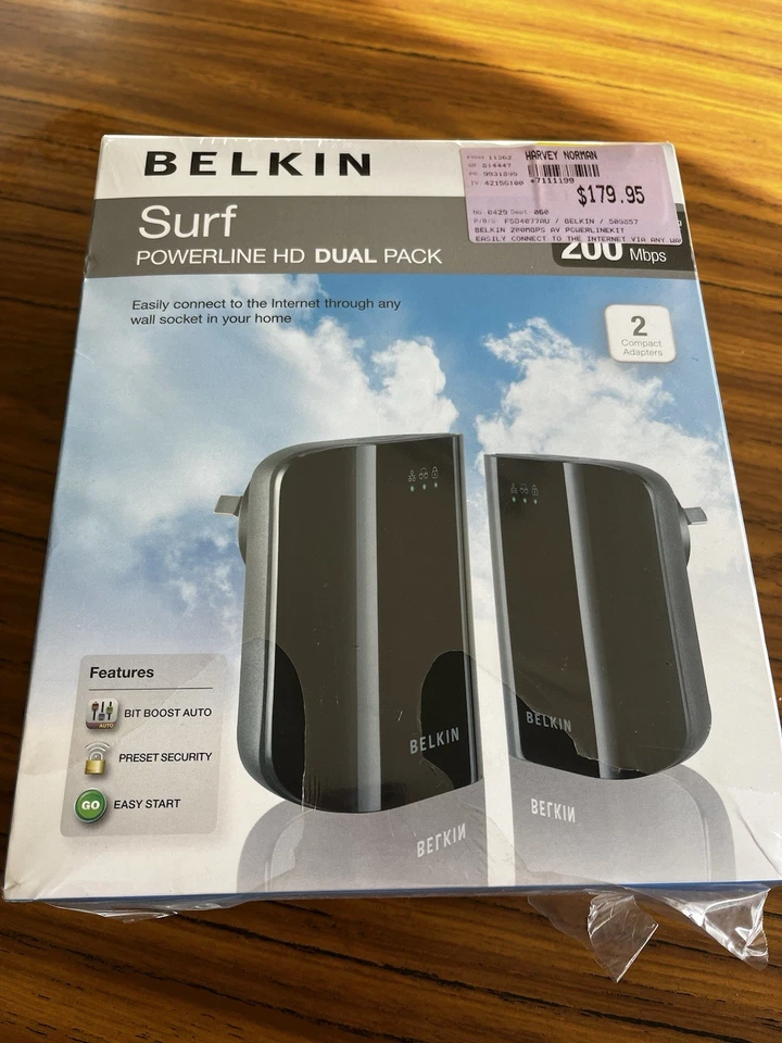 BELKIN Surf Powerline Dual Pack HD Media Boost Internet 200 Mbps Technology Wifi - Image 1 of 4