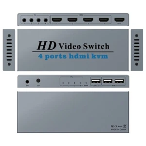 KVM HDMI 4X1 Switch 4 Ports USB KVM Selector Box Support 4K@30Hz FOR 4 Computers - Picture 1 of 5