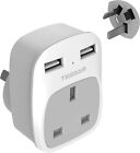 Travel Adapter UK to Europe American Australia with 2 USB Port Mini Size Adapter