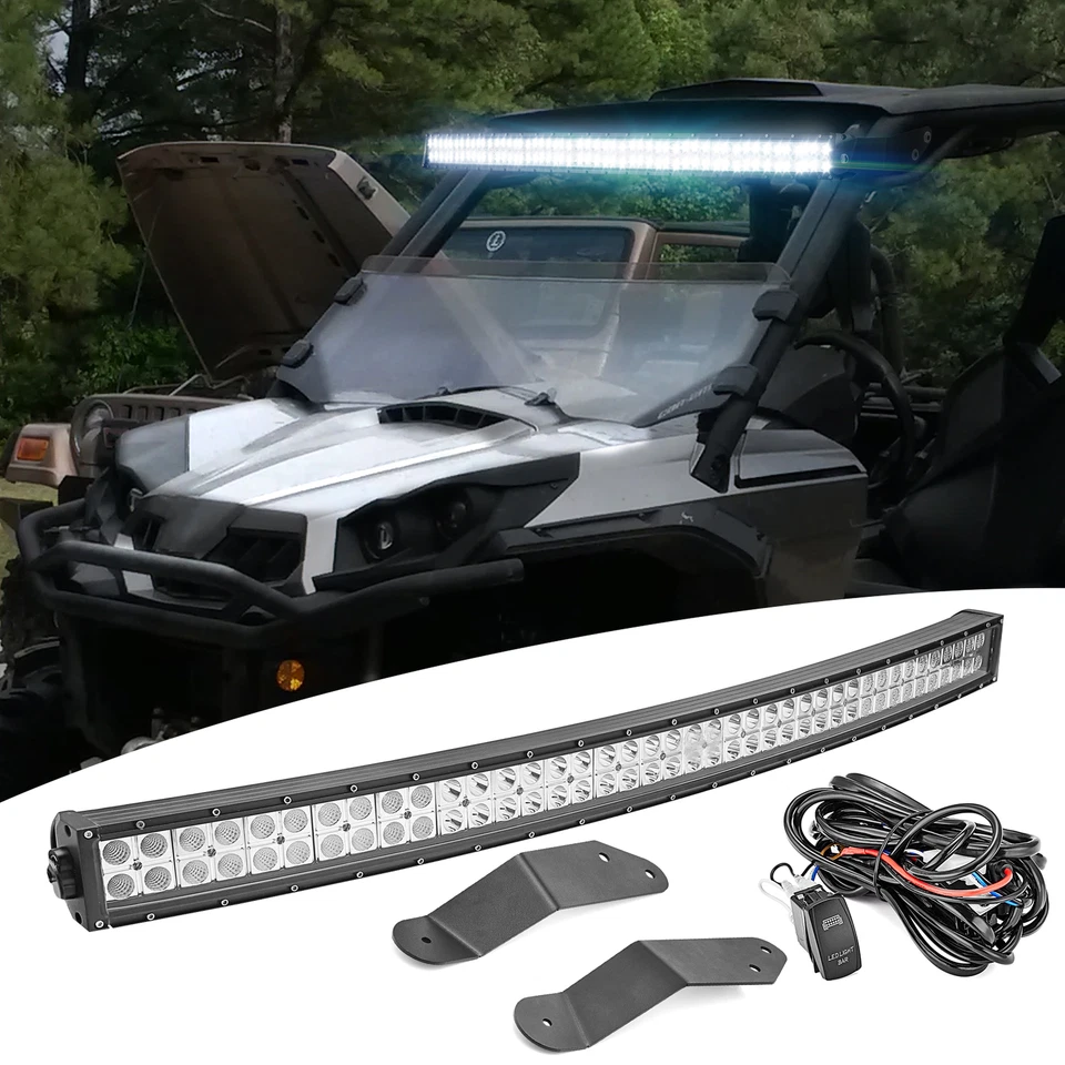 Se adapta a Can-Am Commander 1000R 800R 42" barra de luz LED curva kit de cables de montaje en techo Foto 1 de 4