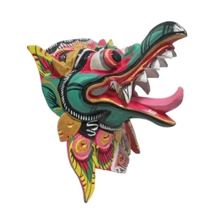 Türkis Garuda Balinesisch Indonesien Holzmaske Vogel Wandbild Skulptur Deko - Bild 1 von 15