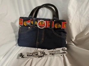 CHICAGO BLACK HAWKS AND INTERCHANGEABLE WHITE SOX OCI DENIM HANDBAG - Picture 1 of 6