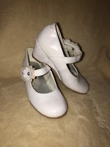 Little Girls - High Heels - Sz 12 - White -Flowers -Hook & Loop -by Rachel Shoes - Picture 1 of 10