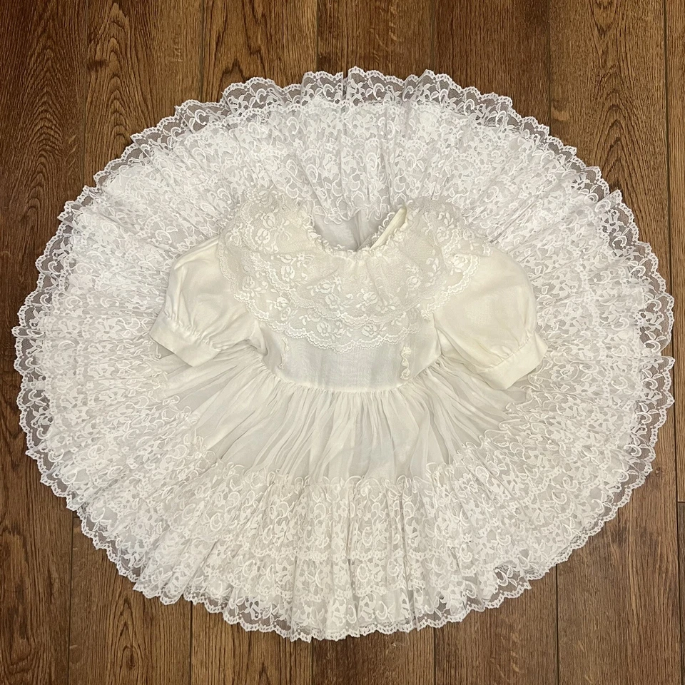 Marthas Miniatures We're Fussy White Lace Full Circle Dress Sz 4 - Image 1 of 4