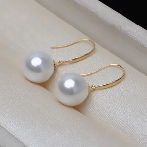 Gorgeous AAAA Japan Akoya Round 9-10mm 10-11mm  White Pearl Earrings AU750 - Picture 1 of 3