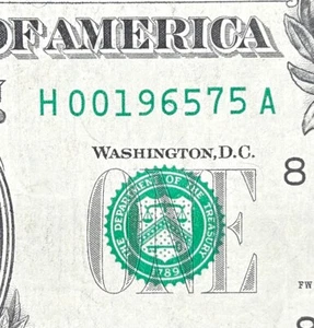 1965 July 5th Birthday Anniversary Note Fancy Serial Number Dollar $1 - Picture 1 of 3