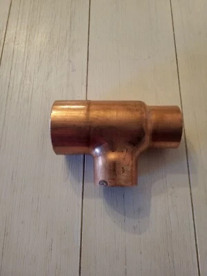 2" x 1-1/2" x 1-1/2" Inch Copper Reducing Tee NIBCO Sweat Plumbing Fitting - Image 1 of 4