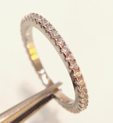 Anello argento 925 bianco donna giro veretta infinity eternety zirconi brillanti - Immagine 1 di 4