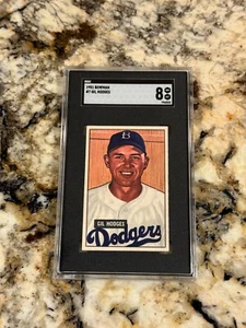 Gil Hodges 1951 Bowman #7 Brooklyn Dodgers SGC 8 Freshly Graded Dead Centered - Picture 1 of 2