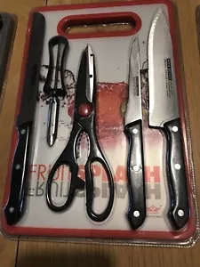 KITCHEN Knife Set 6 PIECES - BRAND NEW - Cutting Board Scissors 3 Knives Peeler - Picture 1 of 11