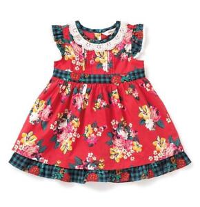 Matilda Jane SUGAR PLUM Dress 12-18 Floral Plaid Crochet Holiday Baby Red NWT