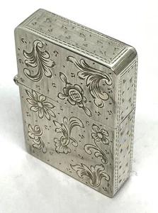Vintage Italy 800 Silver Hand Carved 6 Sided Ligter Zippo Insert - Picture 1 of 12