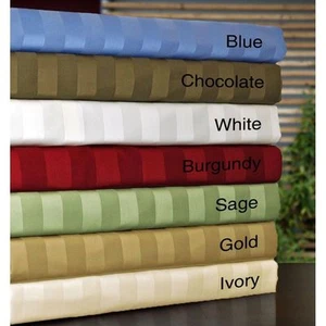All Striped Colors 1200 Thread Count 100%Egyptian Cotton 4 PC Sheet Set US-Sizes - Picture 1 of 31