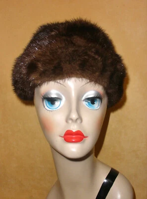 Sombrero de vestir de visón marrón oscuro para dama de 1960 - hecho en Unión Foto 1 de 4