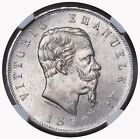 1870-M, Królestwo Włoch, Wiktor Emmanuel II. Srebrna moneta 5 lirów. Pop 6/2! MS63!